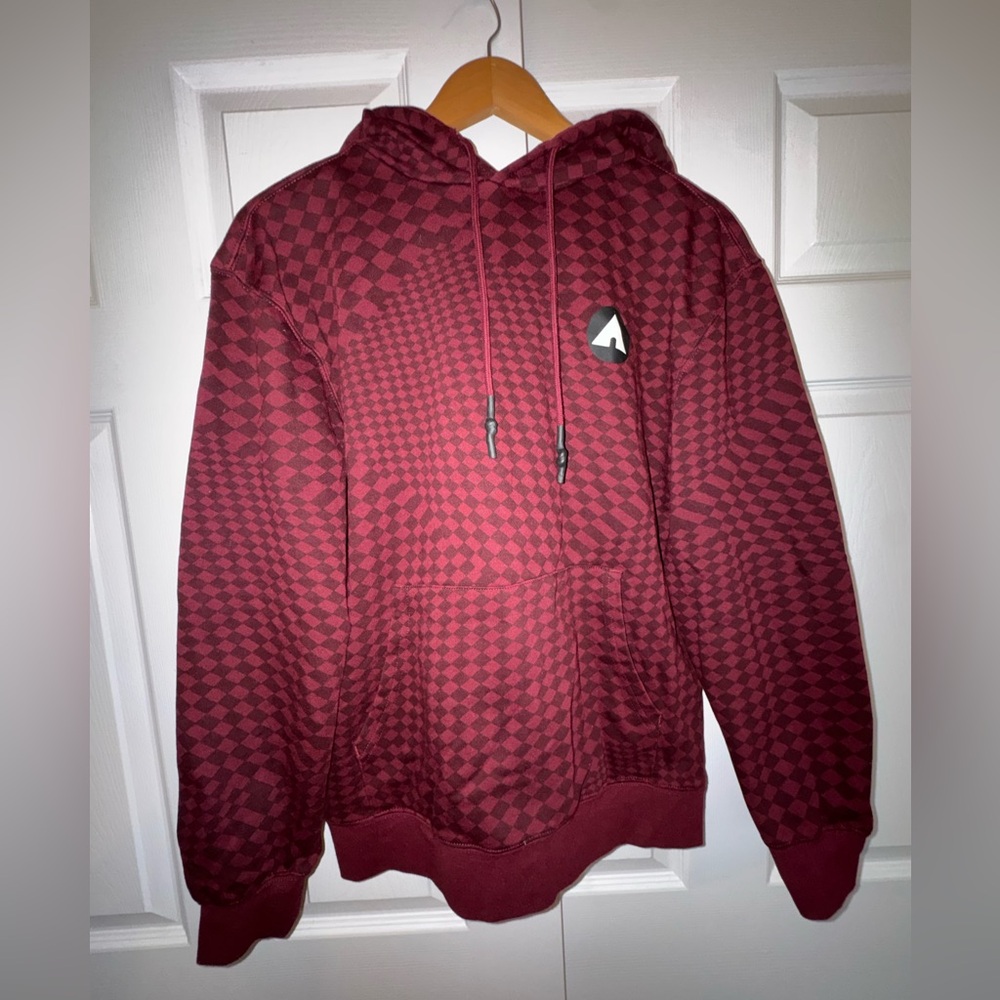 Airwalk Burgundy Geometric Hoodie | Skate Streetwear Pullover | Small